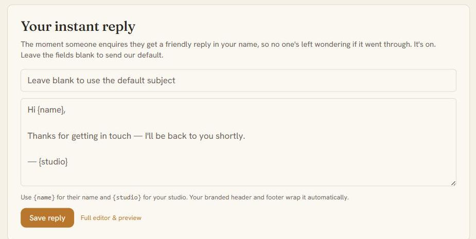 The instant reply, ready to reword